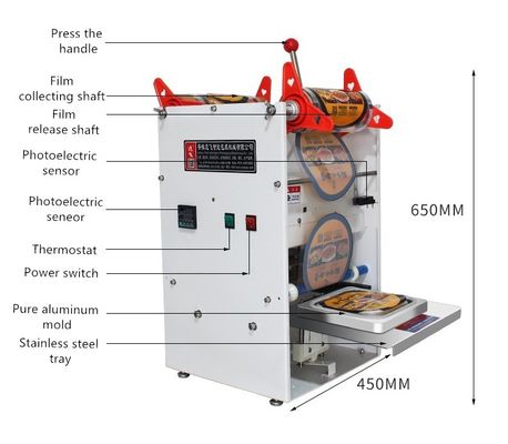 Máquina de sellado de bandejas de comida rápida industrial con molde de prensa manual personalizable