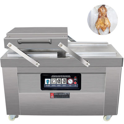 Máquina de embalaje de vacío de doble cámara ideal para el embalaje de carne de cerdo y res con accionamiento eléctrico