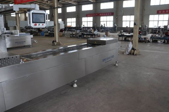 Máquina de embalaje de vacío de bandeja rígida de termoformación automática con accionamiento eléctrico con llenado de gas