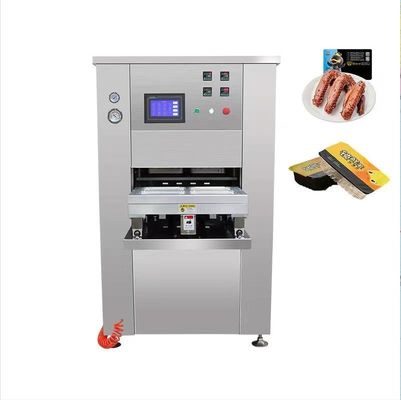 Sellador de bandejas de gas para pollo, pescado y verduras en envases con atmósfera modificada