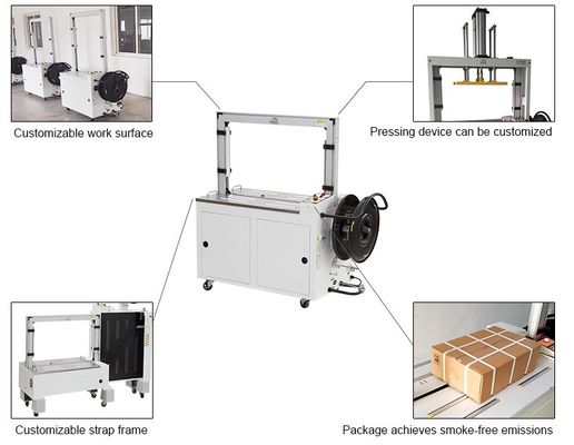 Máquina de cinta de PP totalmente automática para una capacidad de carga de 300 kg en envases de cartón