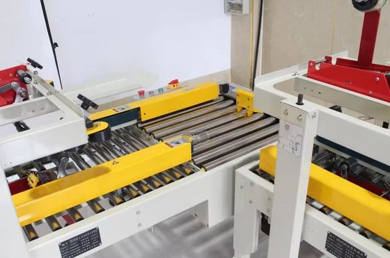 FXJ-4030S Máquina de sellado de cinta de sellado de caja de cartón semiautomática con ambos extremos de la mesa de rodillos