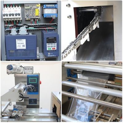 Máquina de embalaje de caramelos de rollo comercial de flujo horizontal con accionamiento eléctrico para pasteles de panadería