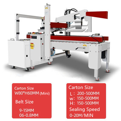 Máquina semiautomática para cerrar cartones de cartón con cinta de sellado para cajas de 150-500 mm