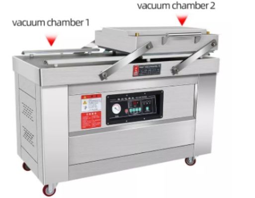 Semi-automático comercial DZ 400 doble cámara sellador de vacío para 4pcs bandas de sellado