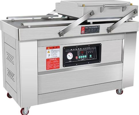 Sellador industrial de cámara de vacío doble con accionamiento eléctrico para envases caseros de pollo