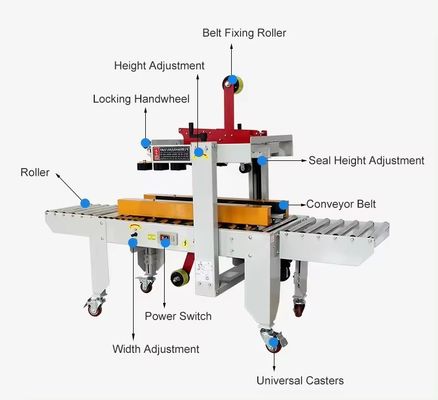Máquina de cinta de mesa alta de 200W para material de embalaje de papel cartón caja de cartón cinta de sellado