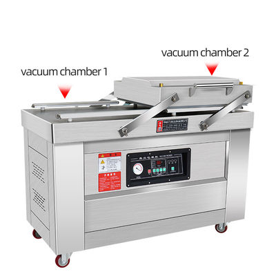 Máquina de embalaje a vacío de doble tipo plano de cámara grande para tienda de alimentos y potencia del motor de 900W