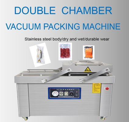 Máquina de embalaje a vacío de doble cámara para la cámara de sellado comercial de alimentos Tamaño 80*65*12cm