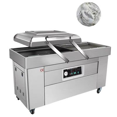 Embalaje de plástico de carne de res 40m3/h Velocidad de la bomba Embalaje de vacío de cámara doble vertical