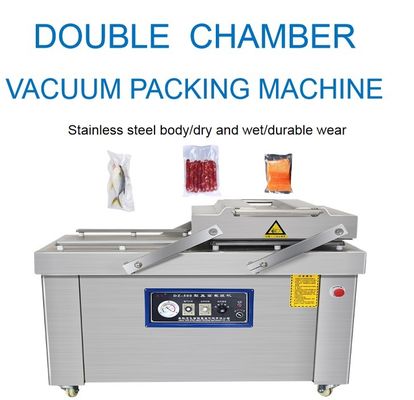 Máquina de embalaje al vacío de acero inoxidable de doble cámara 2200W para carne, arroz, bocadillos y pescado