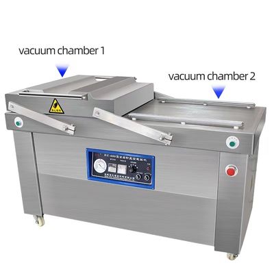 Máquina automática de embalaje a vacío de doble cámara para carne salada, pescado seco, carne de cerdo, carne de res y arroz