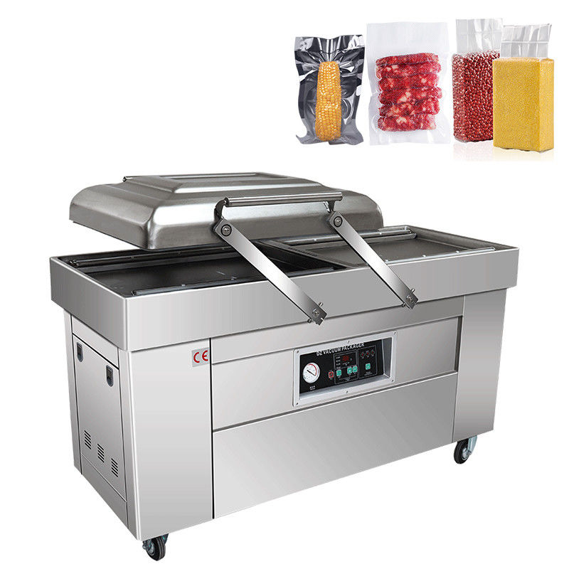 Máquina de embalaje a vacío de doble cámara con accionamiento eléctrico para verduras, pan, pescado y mariscos 120 kg