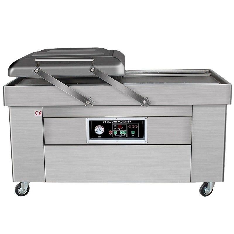 Máquina eléctrica de embalaje a vacío de doble cámara para comida rápida en talleres de maquinaria