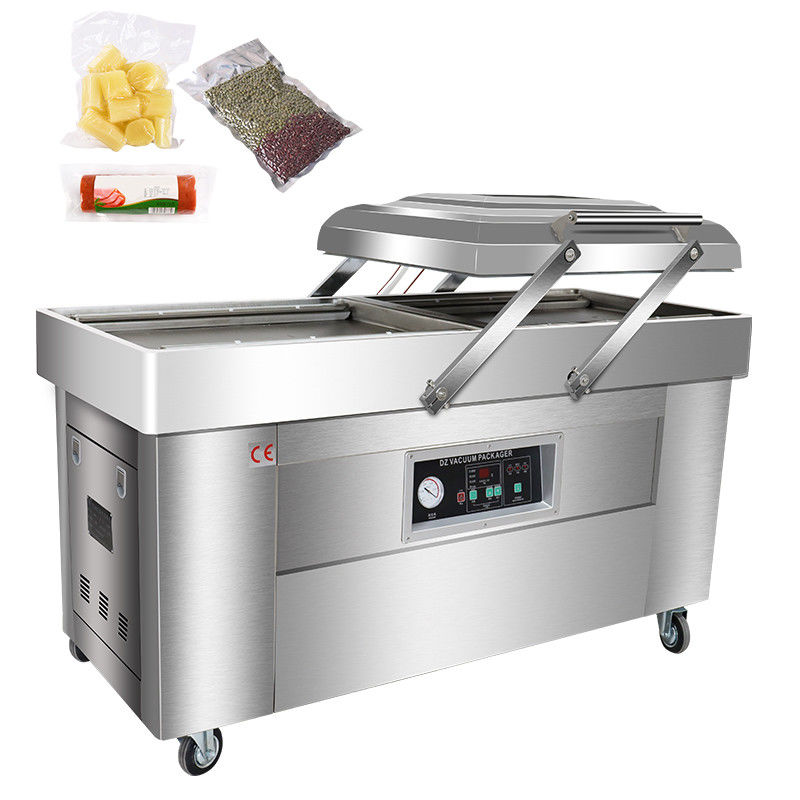 Máquina de embalaje de vacío de doble cámara ideal para el embalaje de carne de cerdo y res con accionamiento eléctrico
