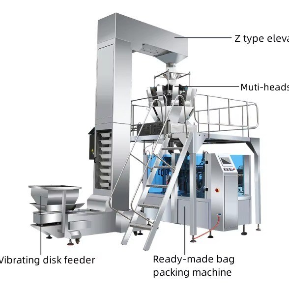 Material de embalaje de plástico utilizado Máquina de embalaje de bolsas rotativas de velocidad para frutos secos y semillas