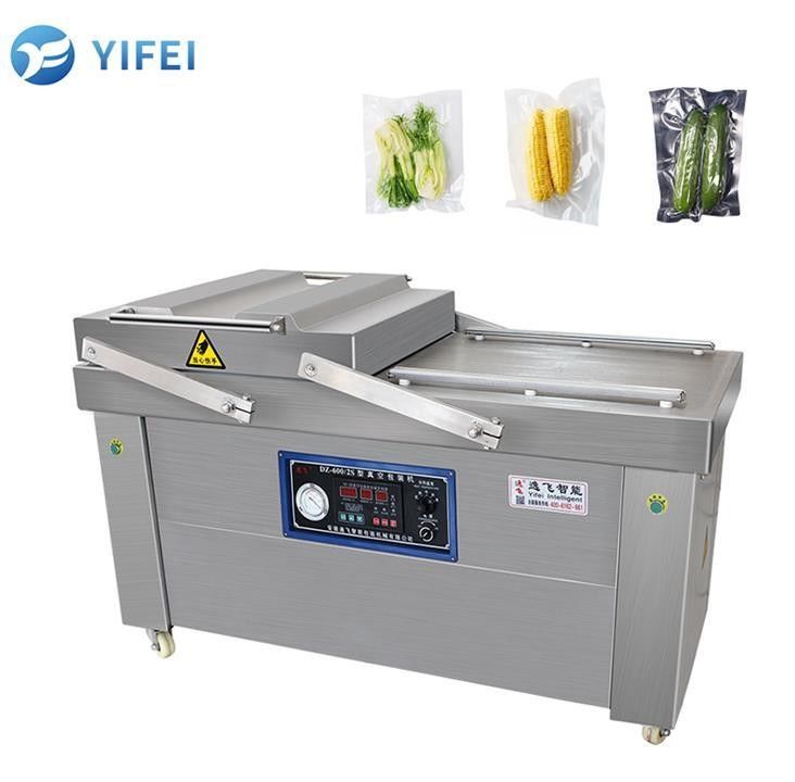 Sellador de vacío de doble cámara para carne marinada y alimentos cocidos 10 mm de ancho de sellado