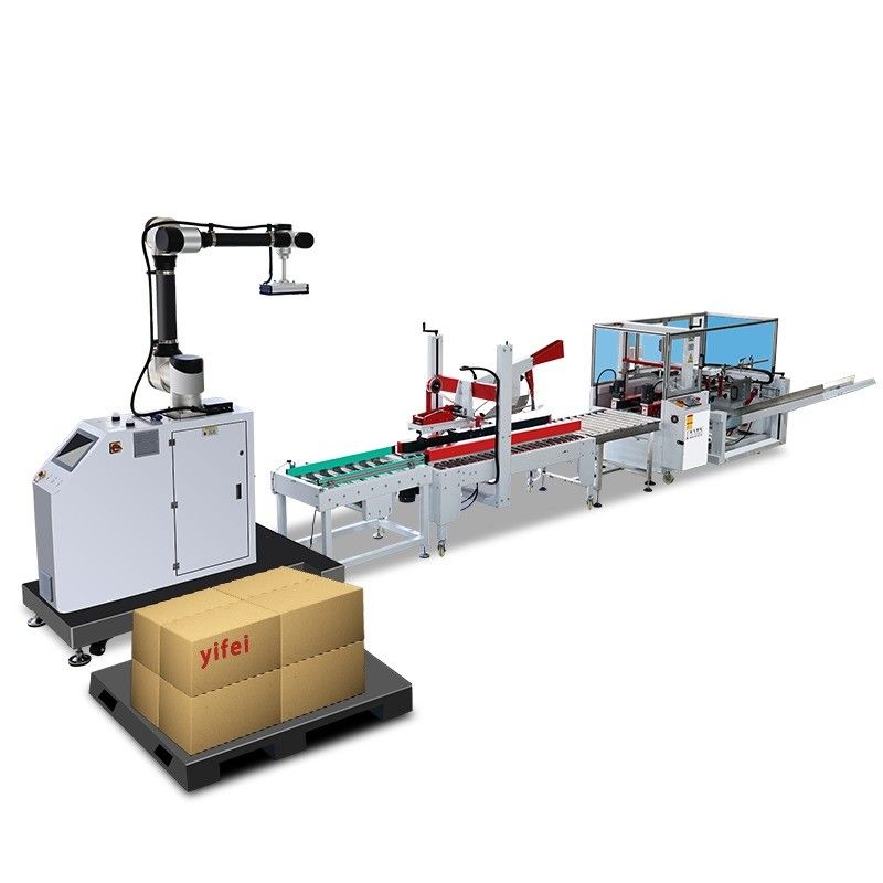 IP65 Línea de embalaje con caja de bolsas de cartón caja erector sistema de paletización de sellador plegable