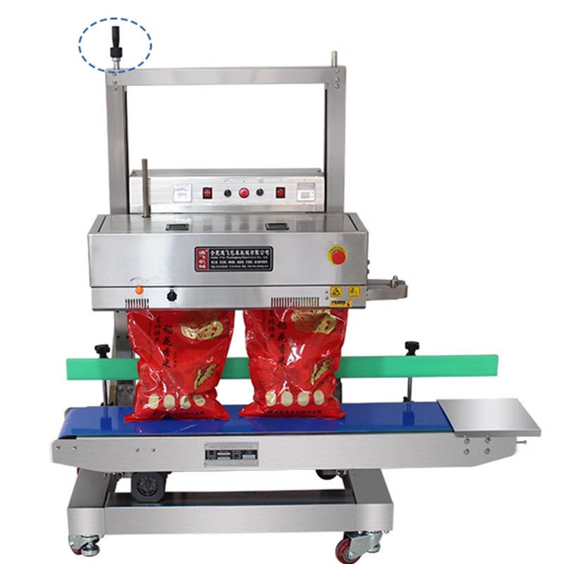 Carga de transporte 20 kg sellador de banda vertical automático continuo para bolsas de bolsillo de pie