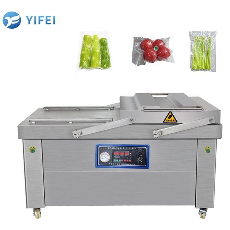 304 de acero inoxidable Máquina de sellado al vacío de cámara doble grande para carne de res y mariscos