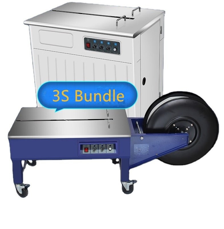 Máquina de embalaje de cinturón de PP semiautomática con doble motor para sellar cartón