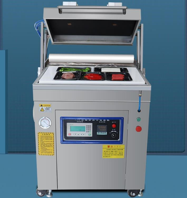 Máquina automática de embalaje al vacío de piel de carne para sellador de bandejas de alimentos 830*750*91050mm